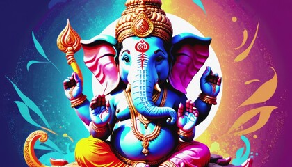 Celebrating the birth of Ganesh Chaturtha. an Indian deity. a holiday in India