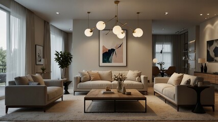 Fototapeta premium minimalist and luxury living room design
