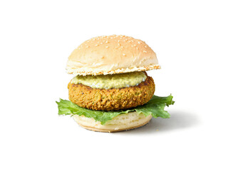 Falafel slider mini burger with falafel patty hummus and cucumber with Photography