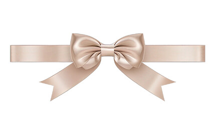 Fototapeta premium Elegant beige satin bow ribbon for decoration, gift wrapping, weddings, and special occasions. High-resolution stock photo.