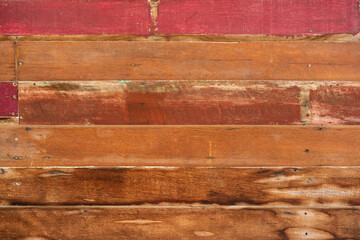 empty brown red wooden grain table by top view or old colorful wood wall or floor for home interior retro or exterior architecture and dirty texture background or wallpaper on vintage and board timber