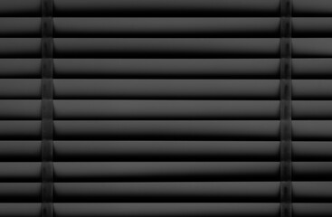 Obraz premium closed black venetian blinds curtain on window and block light at night for dark room or hidden keep secretly and afraid for modern home interior decor with texture lines and pattern gray background
