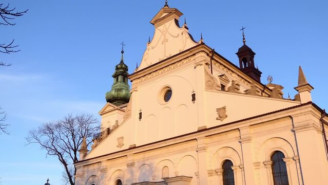 ZAMOSC, POLAND - OCTOBER 31 2017: Cathedral of Resurrection and St. Thomas Apostle also called Zamosc Cathedral is religious building that is affiliated with Catholic Church and is located in old town
