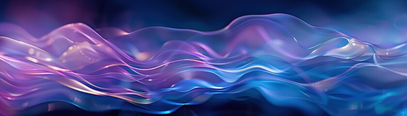 Naklejka premium Abstract vibrant waves with flowing motion in purple and blue hues, creating a sense of fluidity and dynamism.