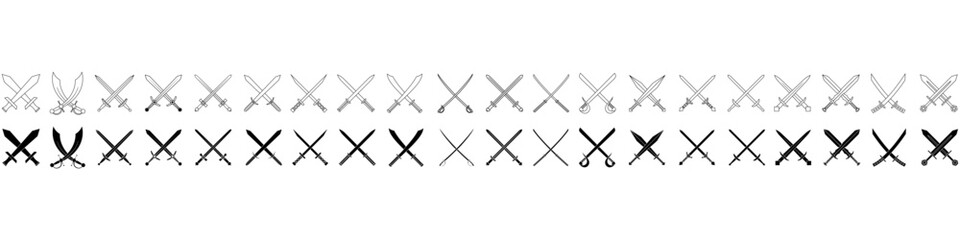 Sword icon vector set. saber illustration sign collection. weapon symbol. steel logo.