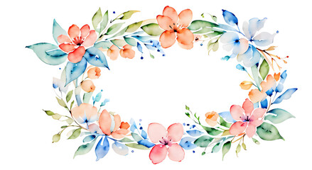 Obraz premium The frame is made of various kinds of large flowers. In watercolor style painted on a transparent background.
