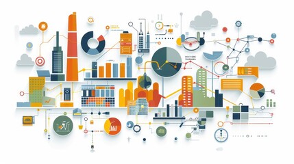 Abstract Cityscape with Data Visualization