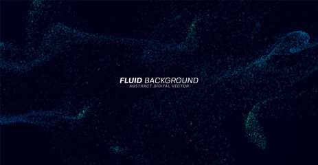 Dynamic wavy shape constructed of particles. Digital fluid background. Vector illustration.