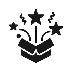 Open gift box and magic in trendy style, Surprise symbol. vector illustration
