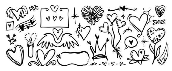Hand drawn doodle vector set. Collection of cute hand drawn doodle.