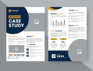Case Study Layout Flyer. Minimalist Business Report with Simple Design. Yellow and Black Color Accent.