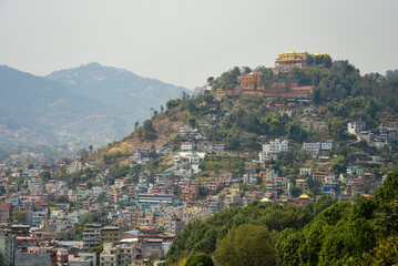 Fototapeta premium ネパールの首都カトマンズにあるスワヤンブナートのとても美しい風景Very beautiful scenery of Swayambhunath in Kathmandu, the capital of Nepal