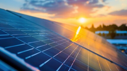 Solar Panels at Sunset: A Glimpse into Clean Energy