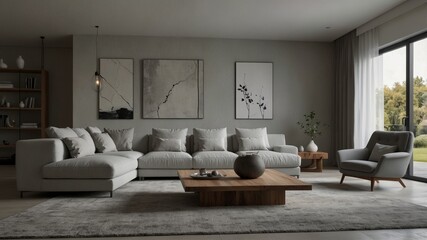 minimalist living room with a spacious layout