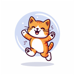 Cute cat jumping vector illustration 