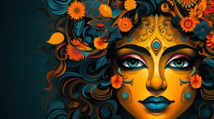 Vibrant illustration of Holika Dahan event with cultural elements.