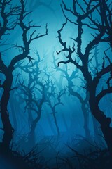 Modern Halloween Background with Abstract Haunted Forest
