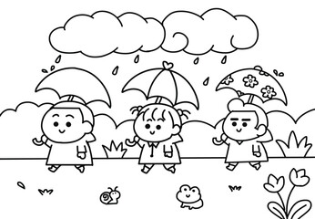 Children in raining day.