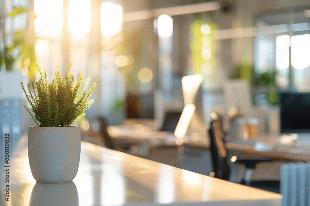 Canvas Prints A potted plant sits on a table in a bright, sunny room