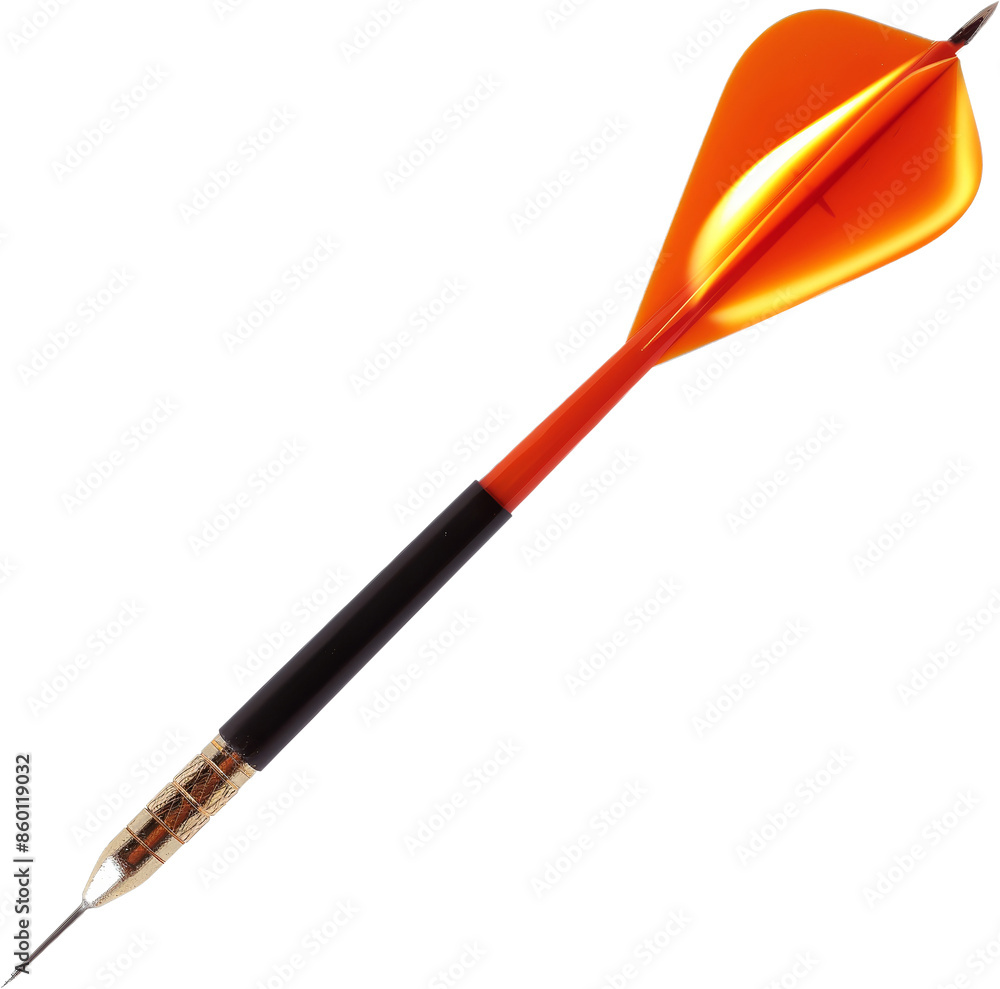 Poster orange dart isolated on black background - target success concept., isolated on transparent backgrou