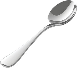 shiny silver teaspoon , isolated on transparent background