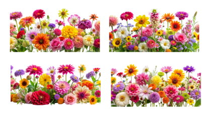 A variety of bright flowers, such as roses, daisies, and tulips, are arranged in a vase for a colorful bouquet.