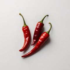 3 Red Chilies Pepper isolate on white background, red chilies, green chilies, pepper, white background, free