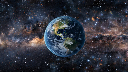Fototapeta premium A large planet is floating in space with a lot of stars around it