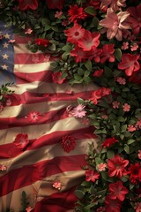 Stunning 3D model of Memorial Day scene with intricate flag folds and flower arrangements.