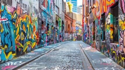 Naklejka premium Graffiti Alleyway in Melbourne, Australia