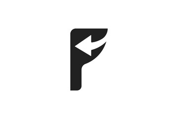 letter F and arrow logo