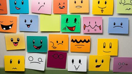 Big set of funny colored stickers with different emotions