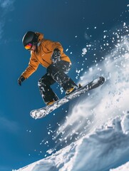 Snowboarder on snowy mountain