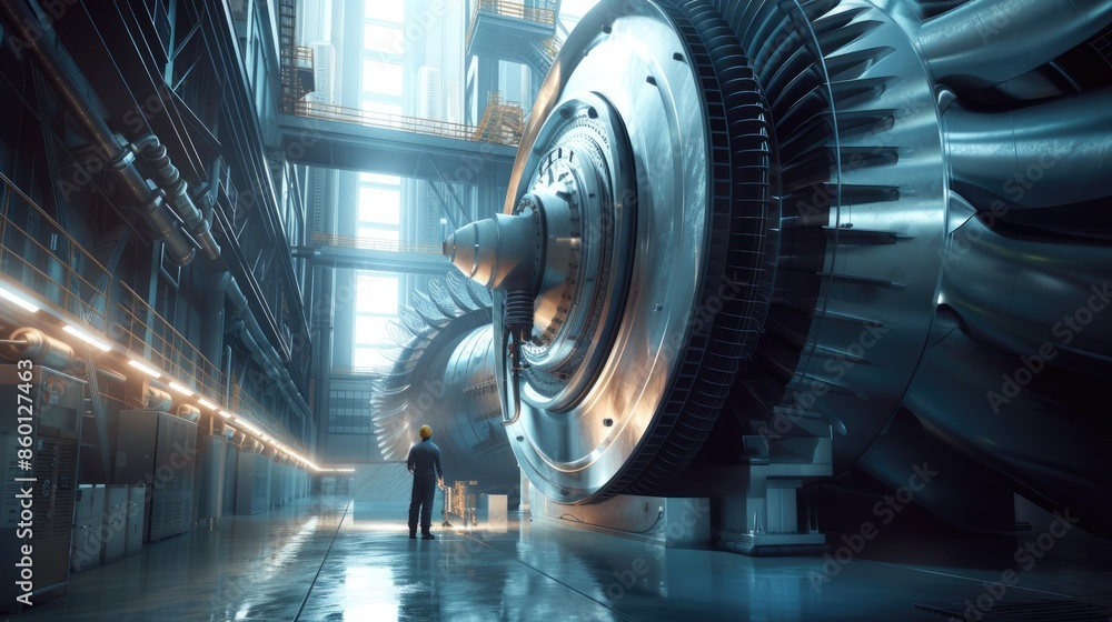 Poster smart engineer checking iron machine in factory while wearing safety helmet. professional industrial