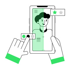 Modern line mini illustration of photo editing 

