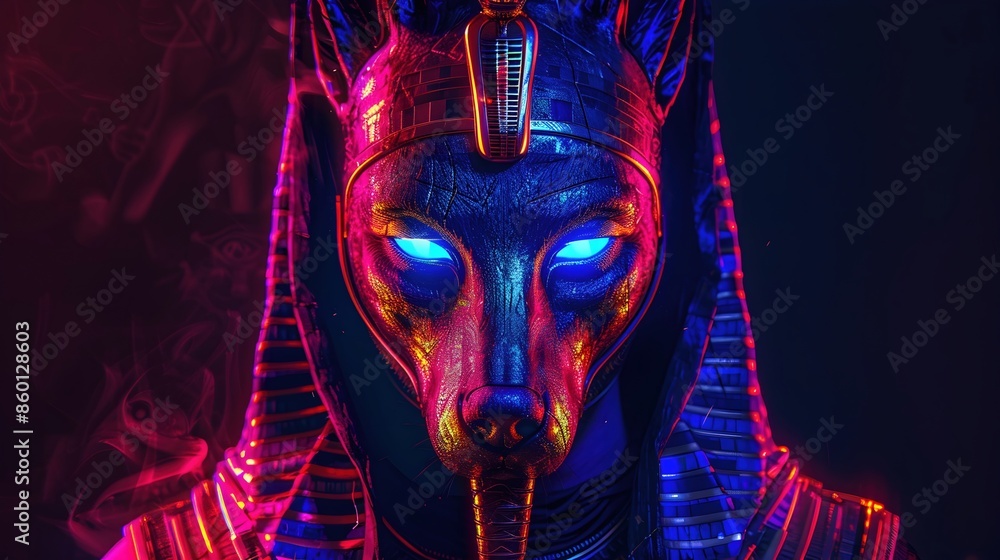 Canvas Prints Striking Portrait of Powerful Egyptian God Anubis with Piercing Gaze