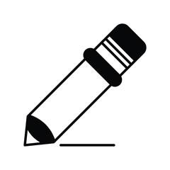 pencil icon with white background vector stock illustration