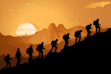 Fototapeta premium hiker on top of the mountain