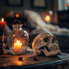 Bone-Chilling Halloween Objects in Soft Lighting