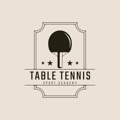 table tennis vintage logo icon and symbol with emblem, minimalist game tournament vector illustration design