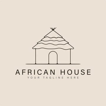 african house line art logo icon and symbol vector illustration minimalist design.