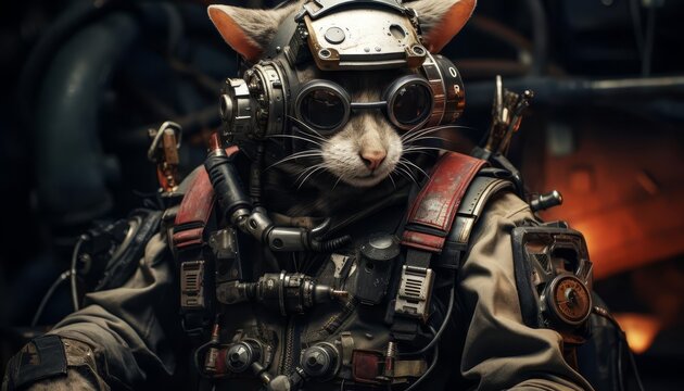 a Cyberpunk of auto robot Rat superhero photograph