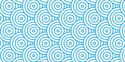 Fototapeta premium Overlapping Pattern Minimal diamond geometric waves spiral and abstract circle wave line. blue color seamless tile stripe geometric create retro square line backdrop pattern background.