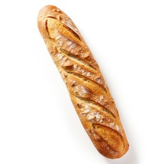 Freshly Baked Crunchy Baguette Isolated on White Background