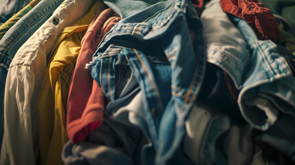 Obraz premium Old clothes for donation charity recycling and upcycling : Generative AI