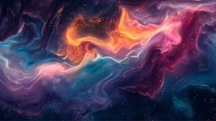 Fototapeta premium A dynamic and vibrant cosmic nebula image showing an abstract blend of swirling colors melding together like a vivid interstellar masterpiece in deep space.