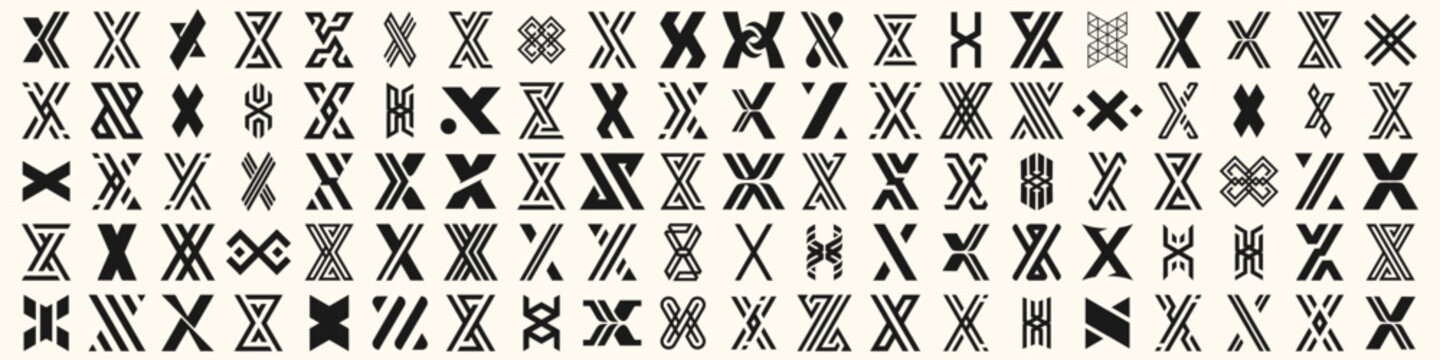 Mega collection letter x logo design. modern logotype x design with black color. vector illustration