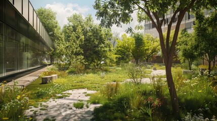 Eco-Friendly City on Green area