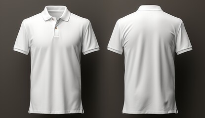 Blank White Polo Shirt Mockup - Front and Back View