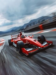 Naklejka premium Red Race Car On Track